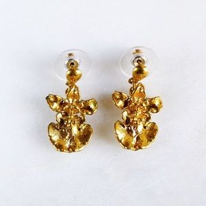Real Gold Orchid Earrings (Vintage)